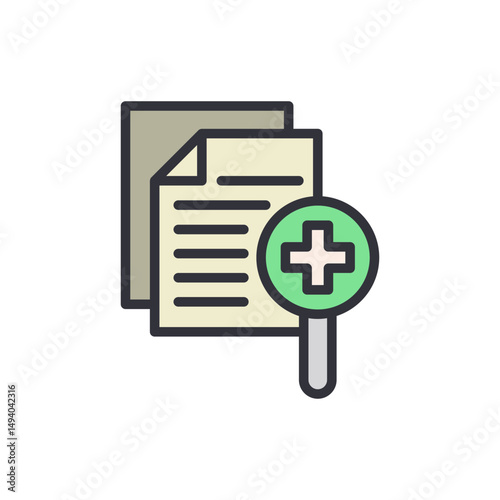 Augmented Documentation Flat Icon Depicting Enhanced File Comprehension