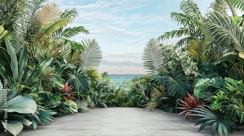 Panoramic 3d Render of a Wild Jungle View With Layers of Tropical Plants and Natural Wildlife Creating a Summer Holiday Vibe Original Background
