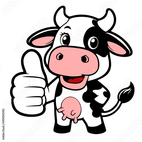 cartoon, mascot or character, cow icon, high quality