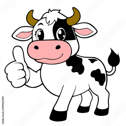cartoon, mascot or character, cow icon, high quality