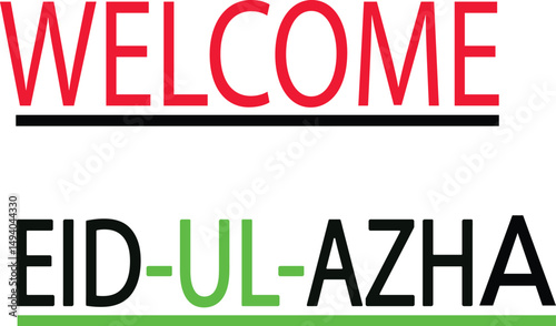  Welcome Eid Ul Azha Text Vector with Festive Colors for Islamic Holiday Greeting Templates
