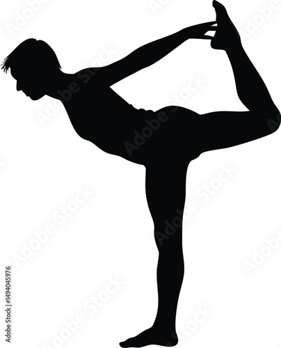 Yoga Pose Silhouette of Person – Minimalist Symmetrical Black and White High Contrast Vector Art