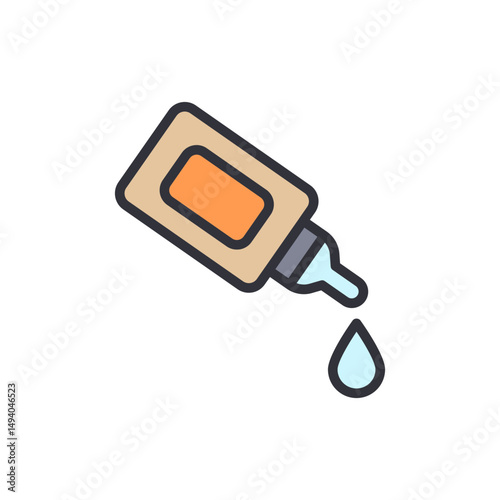 Depiction Of An Adhesive Liquid Dispenser With A Dripping Drop