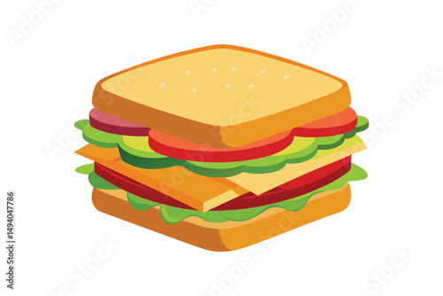 Delicious sandwich vector illustration on white background