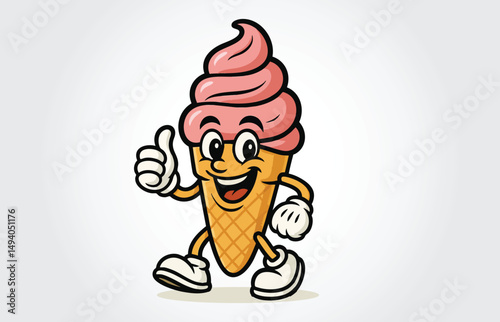 Cute Ice Cream Mascot Cartoon Character Template
