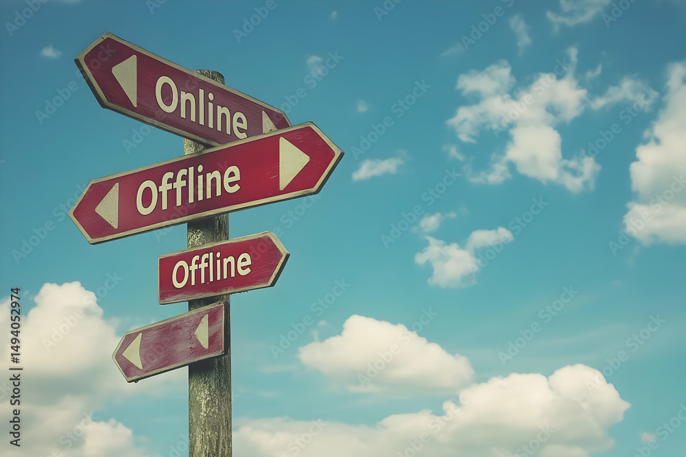 Fototapeta premium Online Offline Choice Illustration