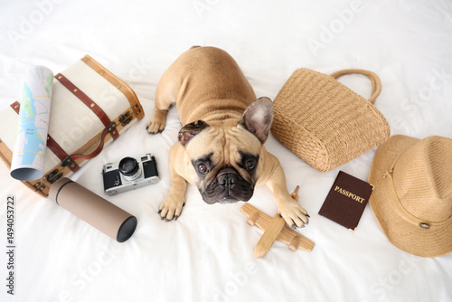 Cute French bulldog with tr...