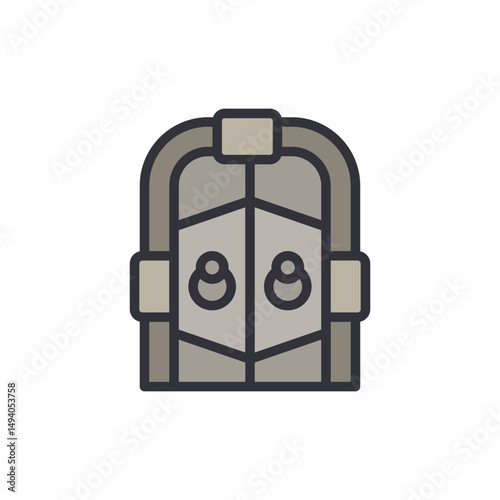 Stylized Double Door Icon With Rounded Details And Simple Lines