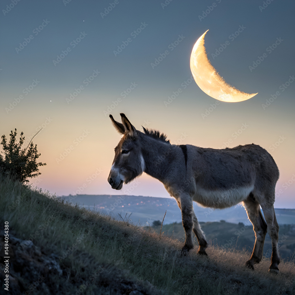 Fototapeta premium donkey in the sunset
