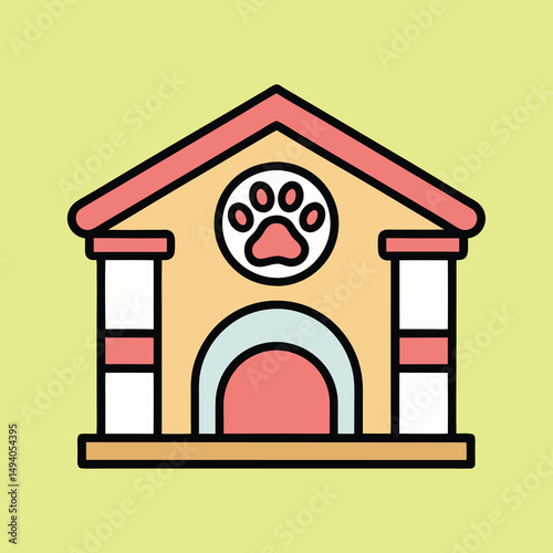 Cute Dog House with Paw Print Design, a Cozy Shelter for Pets