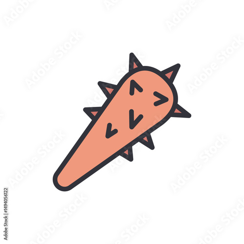 Stylized Illustration Of Medieval Mace With Protruding Spikes Isolated