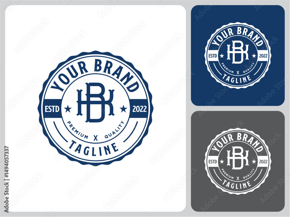 Obraz premium vector logo label letter BK