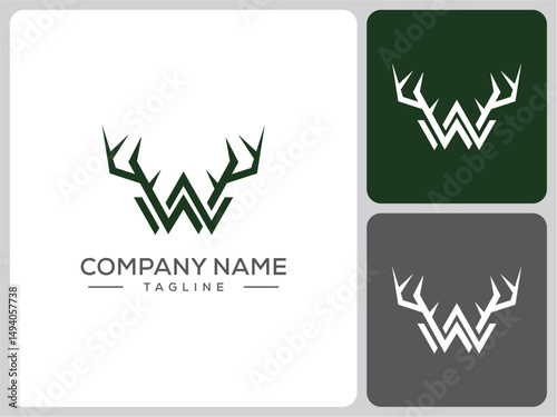 vector logo W deer horns