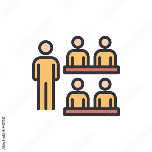 Teacher Giving A Presentation To A Group Of Students In Classroom
