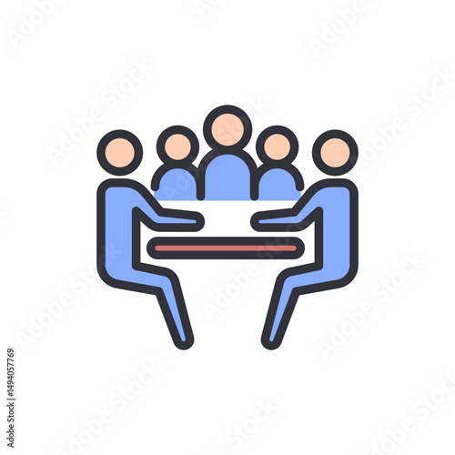 Group Of People Sitting Around A Table In Meeting Style