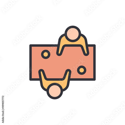 People Engaging Around The Table For Collaboration Concept Icon