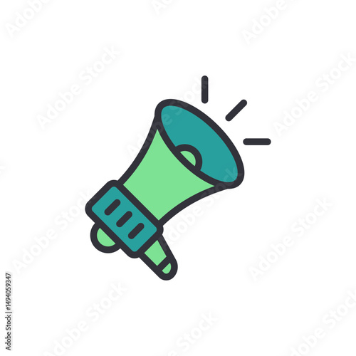 Simple Green Megaphone Icon On Transparent Background For Marketing Campaigns