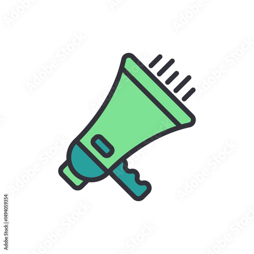 Stylized Megaphone Illustration With Contemporary Color Palette On Transparent