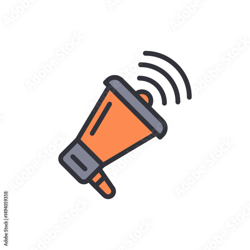 Vibrant Megaphone With Sound Waves For Announcements And Promotion