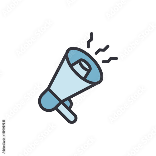 Stylized Megaphone Illustration With Rounded Edges On Transparent Backdrop