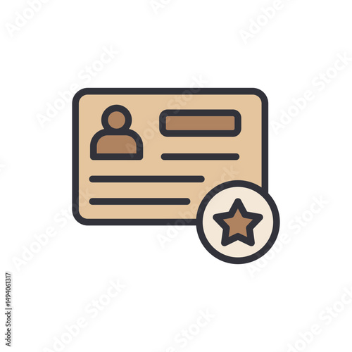 Identification Card Decorated With A Shining Star Over Transparent Surface