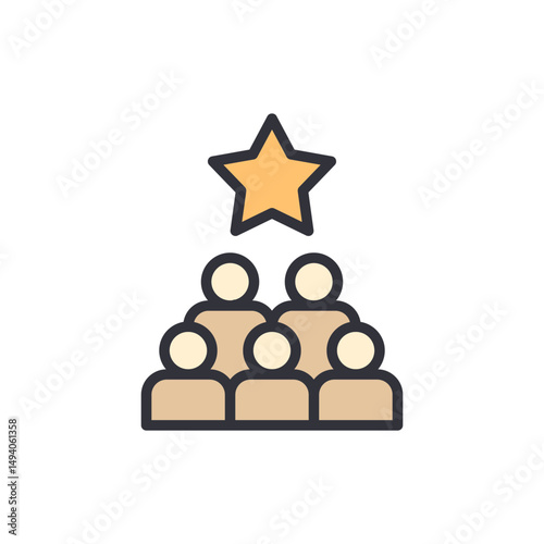 Group Of People Underneath A Star Symbolizing Excellence Or Leadership