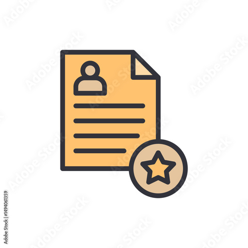 Highlighted Resume With Star Symbol Indicating Top Candidate Selection