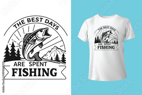vector Fishing T-shirt Design Template
