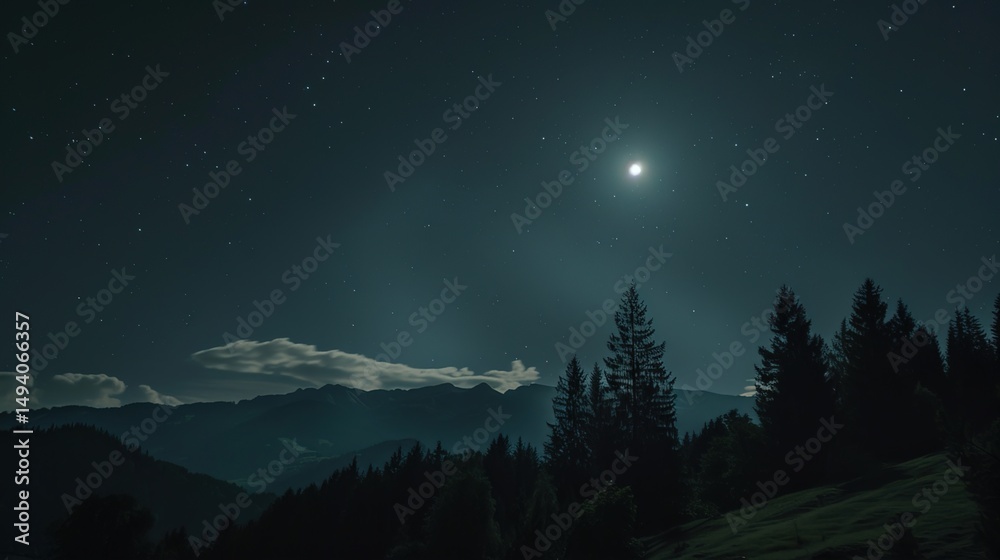 Fototapeta premium Enchanted Reverie: A Nocturnal Tapestry Woven Around the Castle Under Moonlight