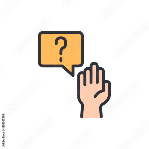 Hand Asking A Question With Speech Bubble On Transparent Display