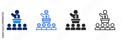 Seminar  Icon Set Different Style Collection 