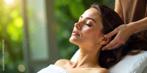 Relaxing hair spa treatment, focusing on healthy hair and scalp care, promoting well-being and self-care , healthy scalp, nourishing