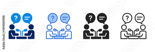 Interview  Icon Set Different Style Collection 