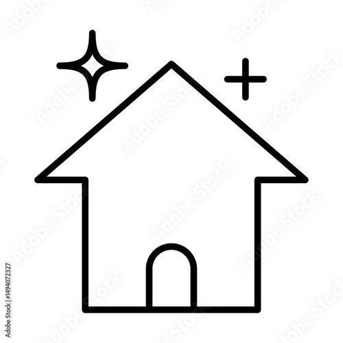 家のメンテナンスの線画アイコン