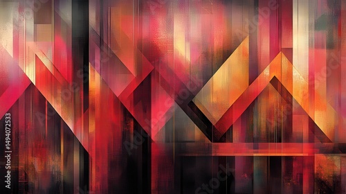 Abstract geometric art with vibrant colors and overlapping shapes
