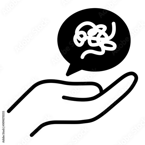 Hand icon presenting the complexity of the problem. Stress icon. Overthinking icon. Mental illness icons
