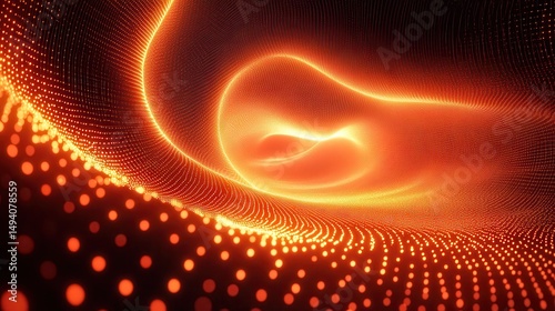 Abstract energy flow through a network of glowing points