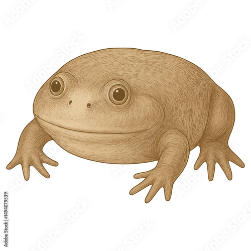 Budgett’s Frog Vector – Flat-Body Amphibian with Big Eyes, Isolated Illustration