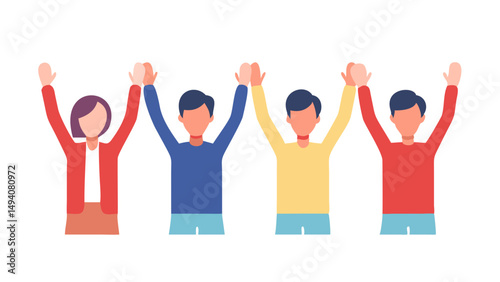 faceless characters celebrating a success