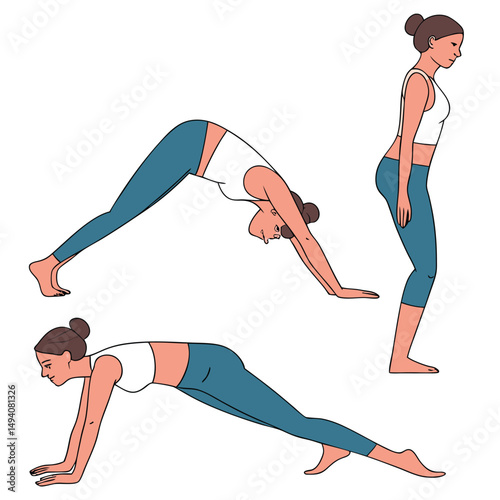 Flat Yoga Poses Vector Set