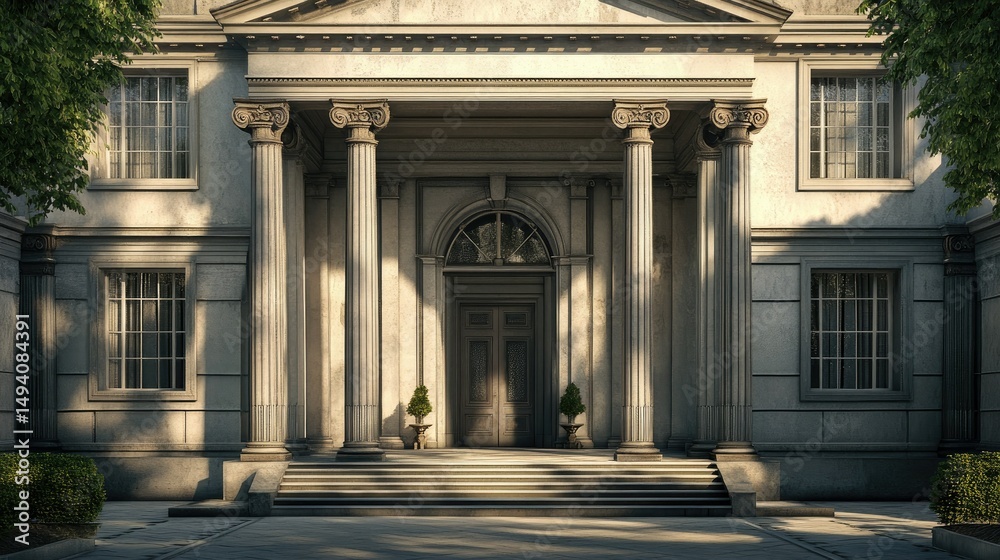 Obraz premium Grand Classical Mansion Entrance at Dawn