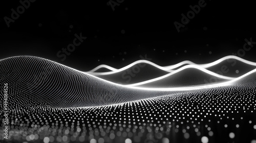 Abstract digital landscape of undulating lines and dots (9)