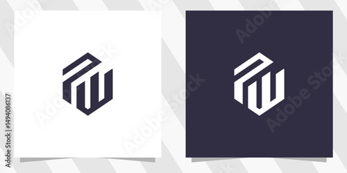 letter pw wp logo design vector