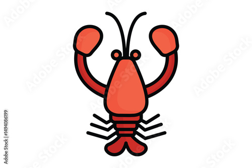 Lobster icon. colored outline icon style. icon related to seafood. food elements vector illustration