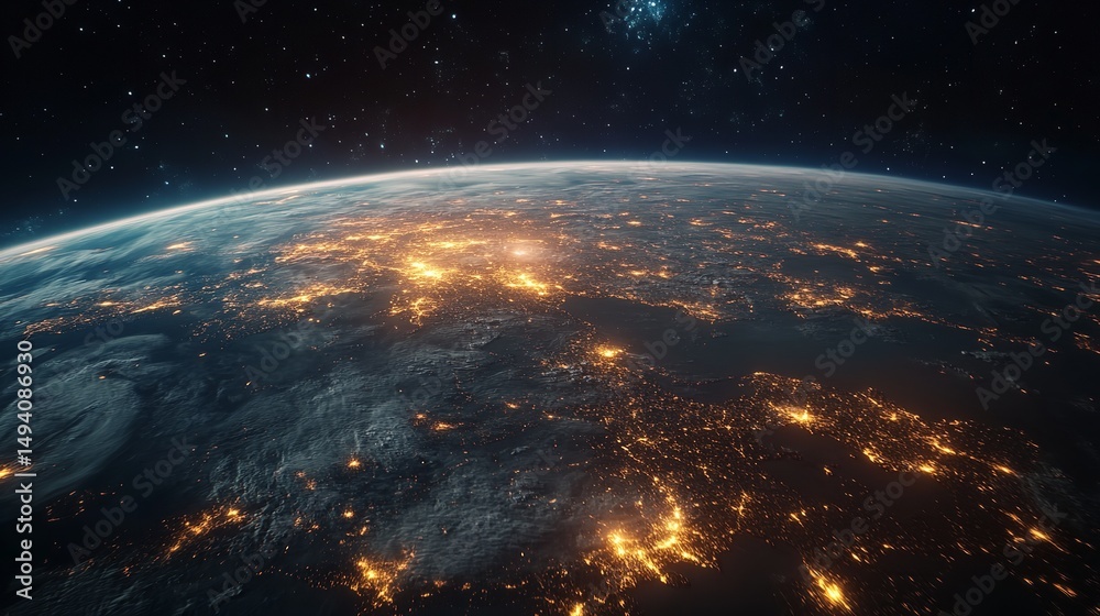 Obraz premium Australia from Space at Night with City Lights of Sydney and Melbourne