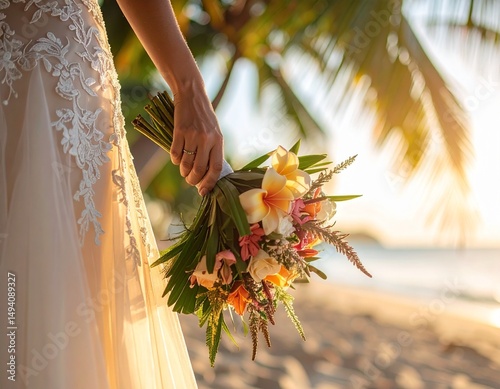 tropical wedding bouquet of flowers