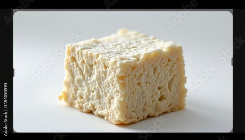 kuzuyu thick arrowroot starch drink solidified into a jelly like lump in dried form, resembling a coarse white cube ready for rehydration, rustic and medicinal appearance
