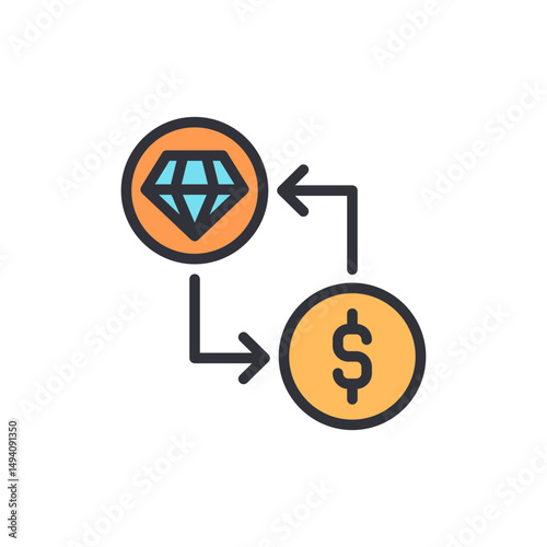 Conceptual Illustration Of The Interchange Between Valuable Assets And Monetary Currency