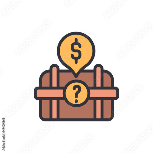Mysterious Treasure Chest With Question Mark And Dollar Sign Icon