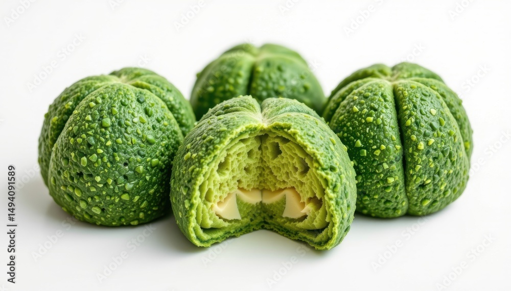 Obraz premium kusa mochi made with japanese mugwort, giving the rice cake a natural green hue, soft but dense texture, often associated with spring rituals and purification